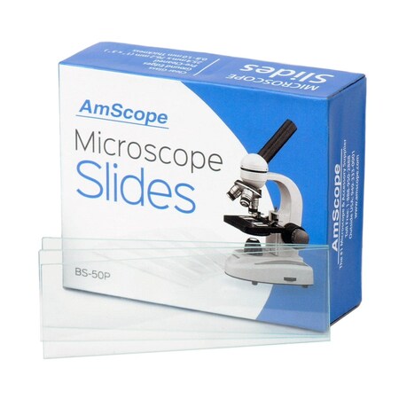 AMSCOPE 50 Blank Microscope Slide Ground Edges Pre-Cleaned Clear Glass Microscope Slides BS-50P